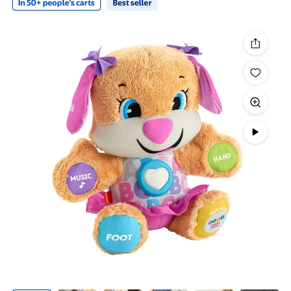 Fisher-Price Tan and Purple Learning Plush Puppy